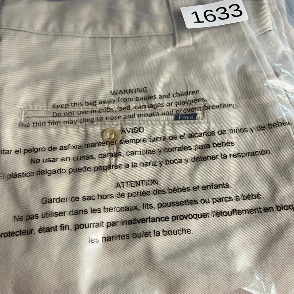 Polo Ralph Lauren Mens Khaki‎ Chino Shorts Size 33 Tan Cotton Flat Front 1633